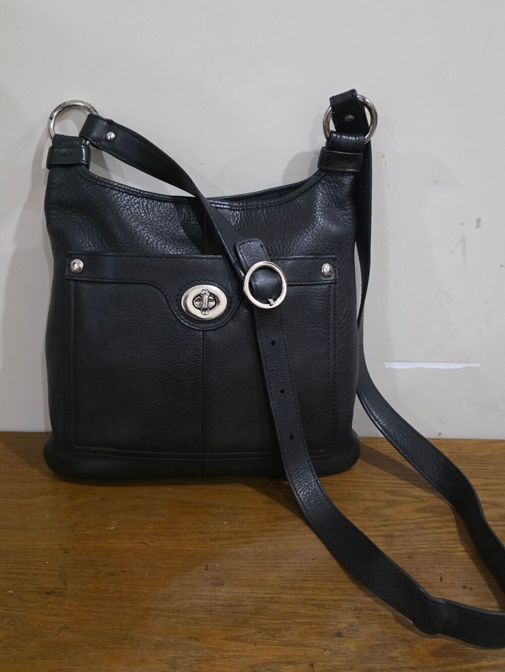 Coach Black Pebbled Leather Crossbody Bag